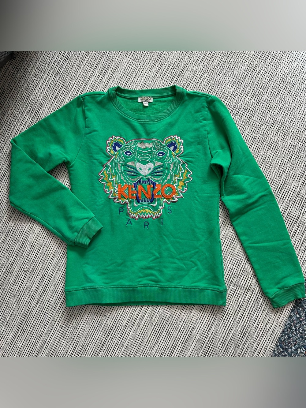 Kenzo Bright Green Tiger Logo Sweatshirt kids